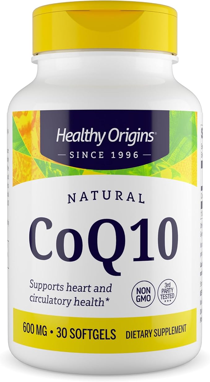 Healthy Origins® CoQ10 600 mg – Natural Trans-Isomer Ubiquinone – Yeast Fermented, Supports Heart Health & Cellular Energy – Non-GMO 30 Softgels