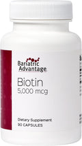 Bariatric Advantage Biotin 5,000 mcg - for Bariatric Surgery Patients - Easy-Digest Mini Capsules - Biotin Supplement - Hair, Skin & Nails Support* - 90 Count