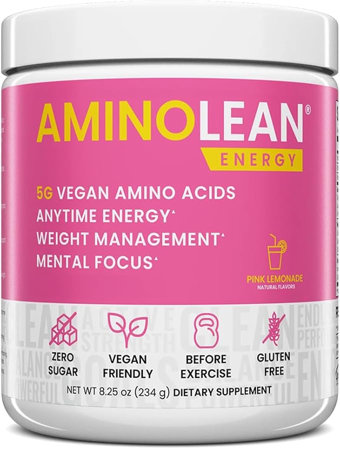 RSP NUTRITION AminoLean Pre Workout Powder, Amino Energy & Weight Management with Vegan BCAA Amino Acids, Natural Caffeine, Preworkout Boost for Men & Women, 30 Serv, Pink Lemonade…