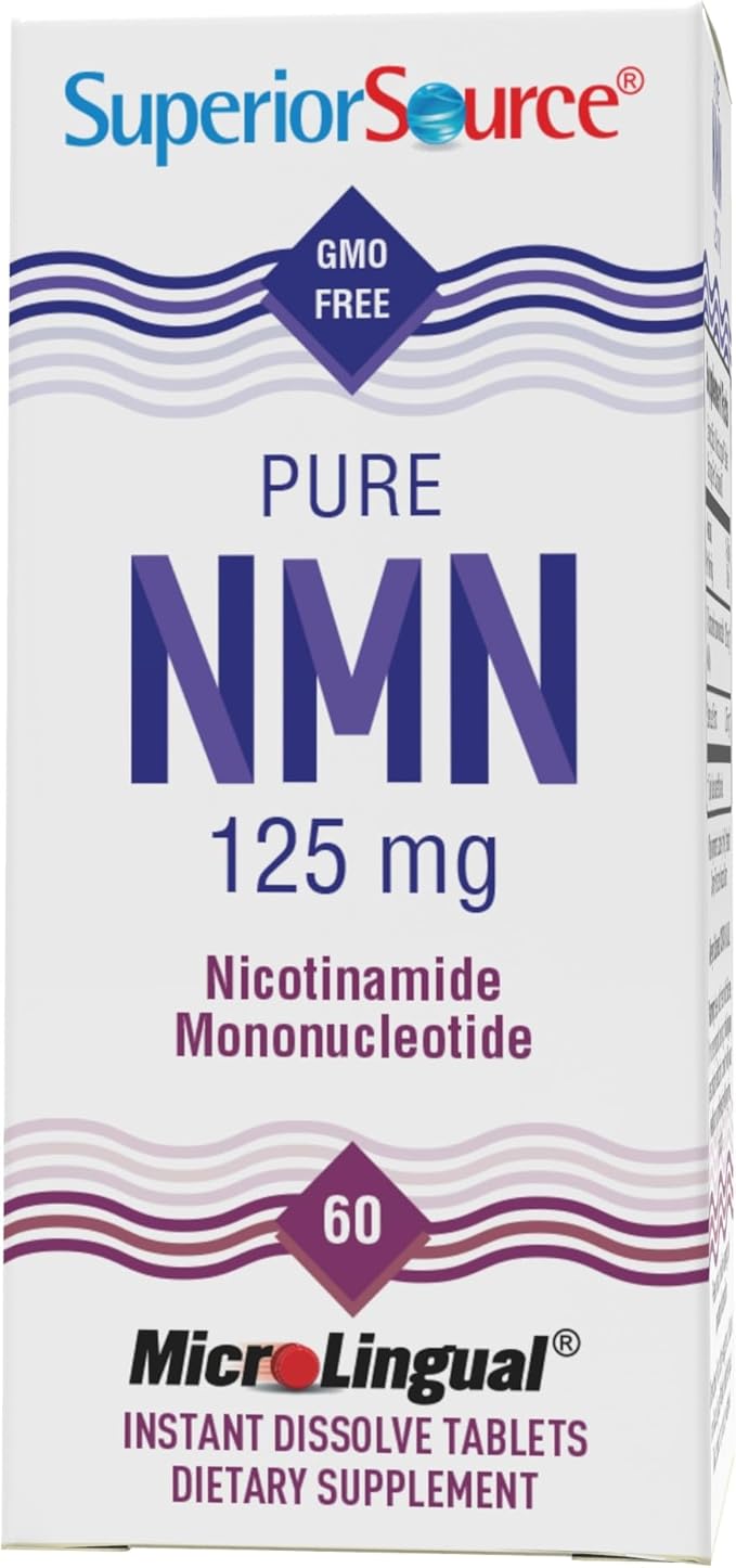 Superior Source Stabilized NMN (Nicotinamide Mononucleotide) 125 mg, Quick Dissolve Sublingual Tablets, 60 Ct, GMP Third Party Tested, Boost NAD+ & Cellular Energy Metabolism, Healthy Aging, Non-GMO
