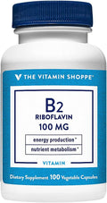 The Vitamin Shoppe Riboflavin Vitamin B2 100mg - Energy Production & Metabolism | Nervous System Support | 100 Capsules | Essential B