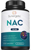 Sunergetic Premium NAC Supplement N-Acetyl Cysteine – 750mg Per Capsule – Supports Liver, Detox Immune, Cellular & Respiratory Health – 90 N Acetyl Cysteine Capsules