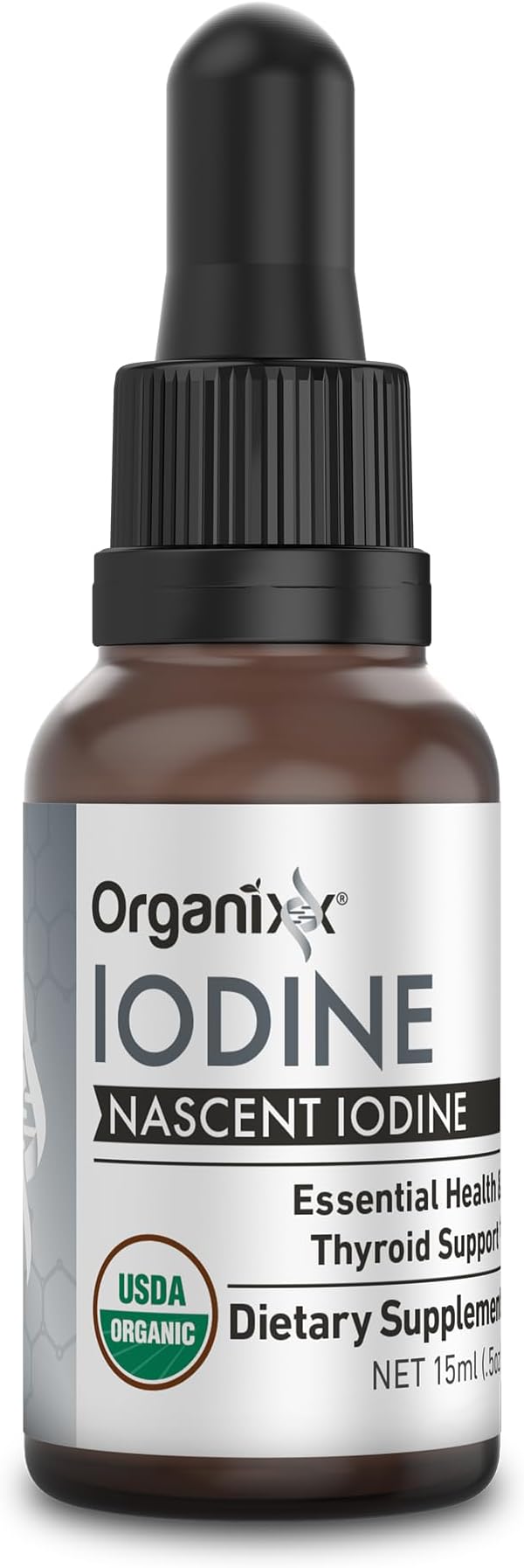 Organixx Iodine Supplement, Organic Nascent Liquid Drops, Pure Iodine Concentrate for Men and Women, Gluten Free, Vegan, Non GMO, American Made, 15 ML, 60 Servings