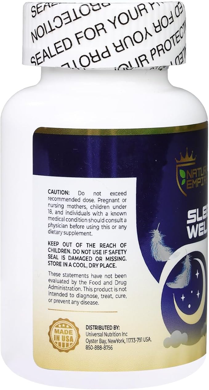 Fast Acting Sleep Aid 12 in1 Supplement for Adults with Meatonin,Reishi Mushroom,Ginsenosides,Extract of St.John's Wort ,Jujube Seed,Hops Flower,Non-Habit Formula for Relaxation, 60 Capsules