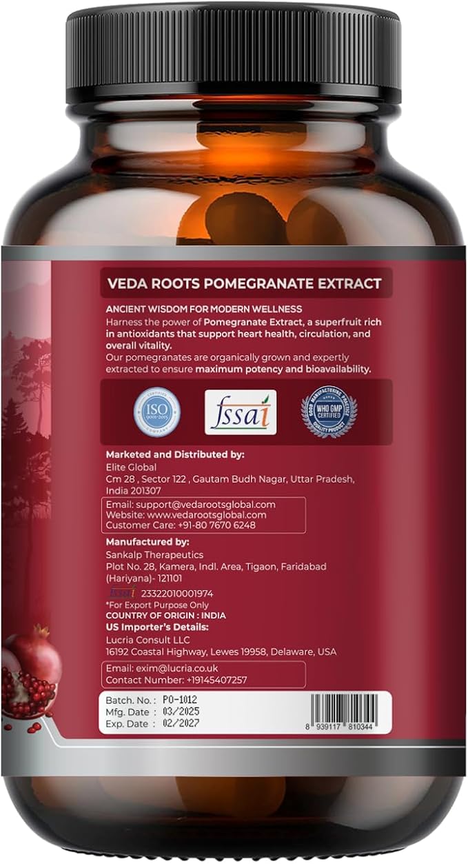 Pomegranate Extract Capsules – Antioxidant & Immune Booster for Men & Women – Heart, Skin & Joint Support – Polyphenol-Rich Supplement – 100 Vegan Capsules