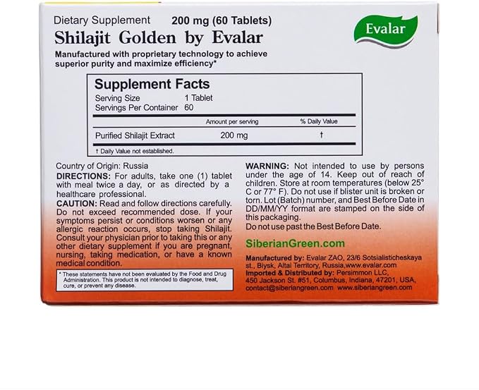 Shilajit Golden Siberian Altai 60 Tabs