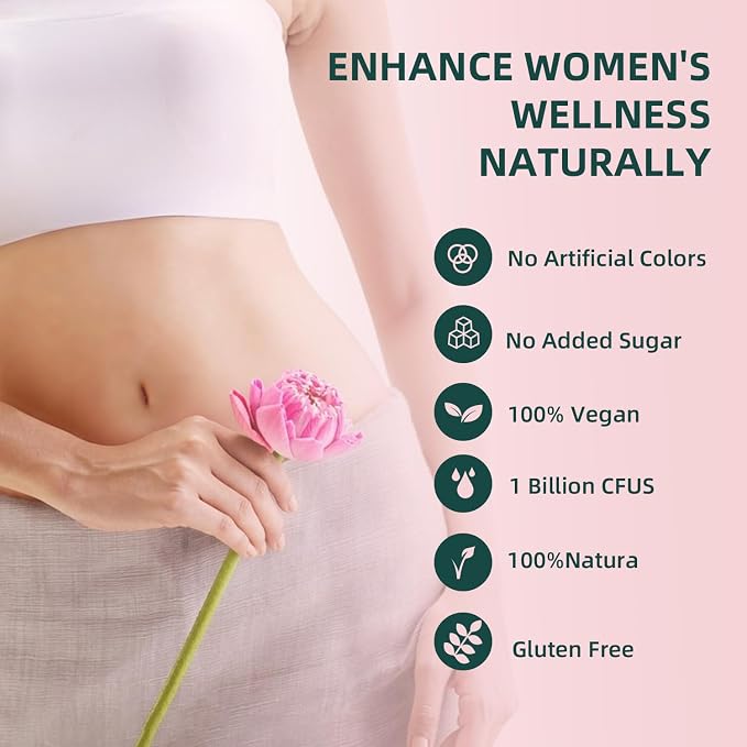 Women Gummies for pH Balance, Premium Feminine Vaginal Health Probiotics Her Gummy, Immune Support, Vegan, Gluten-Free, Strawberry Flavour 60 Gummies 30 Servings