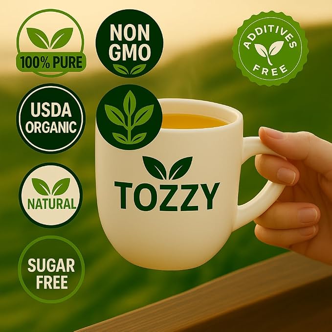 Tozzy Organic Ginger Tea – 100 Count, Plant-Based Pyramid Tea Bags – Packaging May Vary