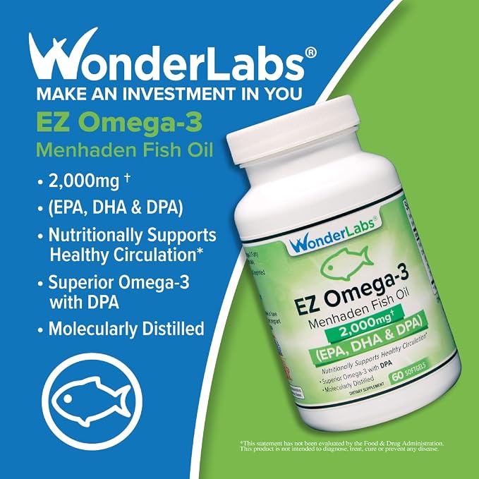Atlantic Menhaden Fish Oil Omega-3 2000 mg, Burpless, Made in The USA, Perfect Balance of EPA+ DHA + DPA 90 Softgels