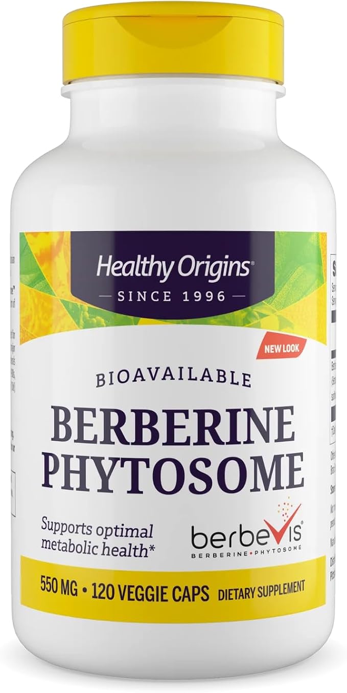 Healthy Origins Berberine Phytosome 550 mg, 120 Veggie Capsules - Bioavailable Berberis Aristata Extract - Supports Metabolic Health, Body Composition, Advanced Phytosome Technology - 4 Month Supply
