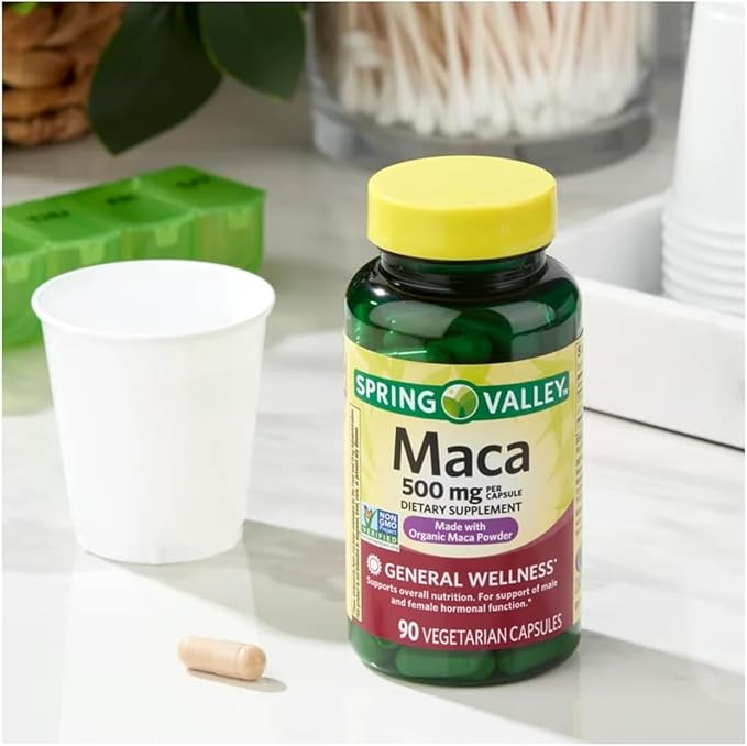 Generic Spring Valley Maca Root 500mg Capsules, Organic Maca Root for Women and Men + Exclusive VitaMax Vitamin Guide (2 Items)