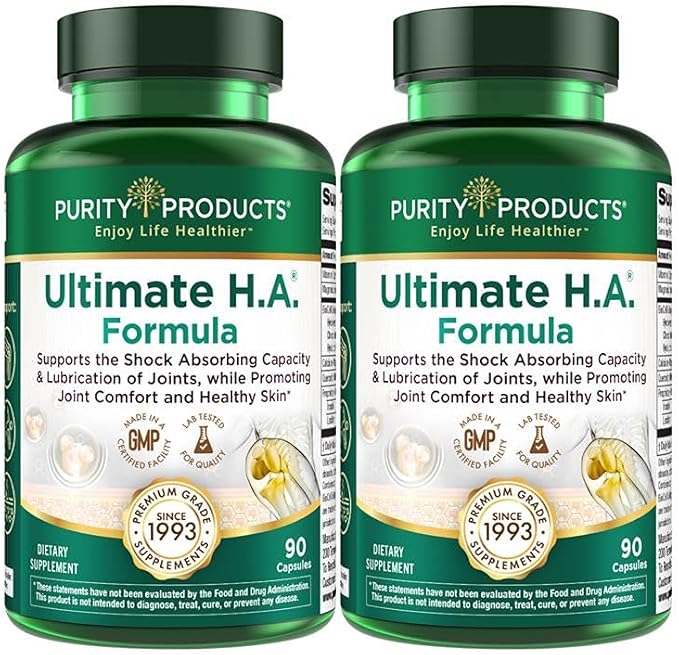 Purity Products Ultimate H.A. Formula - Clinically Studied BioCell Collagen - Dynamic Hyaluronic Acid Support for The Joints and Skin - 90 Count per Bottle (2 Bottles) - from
