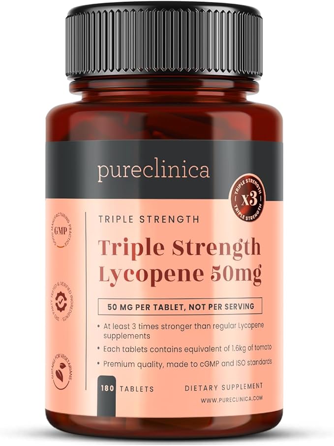 pureclinica Lycopene 50mg x 180 Tablets (6 Months Supply). 300% Strength of Regular Lycopene Tablets