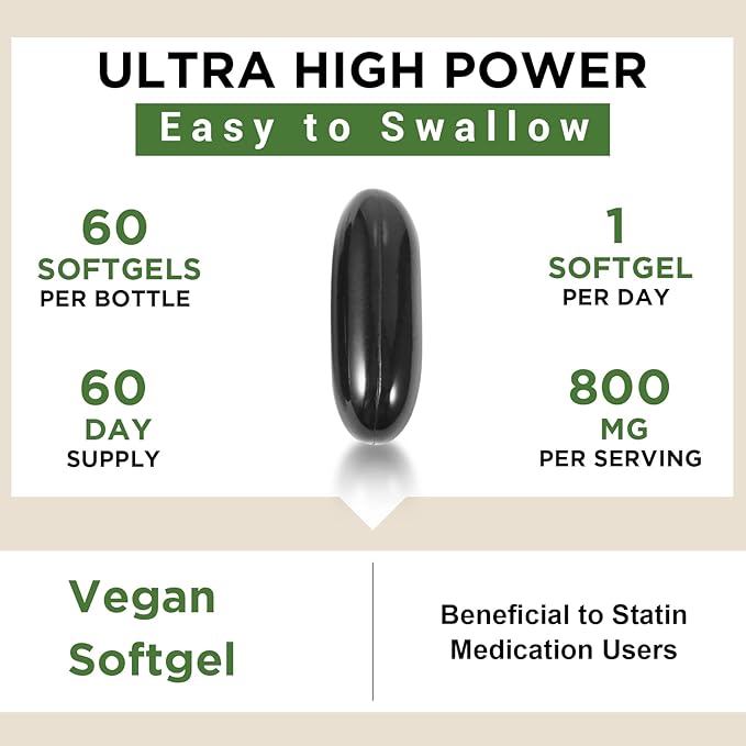 Liposomal CoQ10 800mg Ubiquinol Softgel, Max Absorption Ubiquinol Coenzyme Q10, Ubiquinol CoQ10 Supplement for Antioxidant, Heart Function & Energy Production, Pure CoQ10 800mg, 180 Vegan Softgels