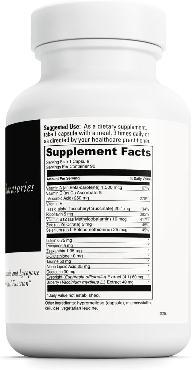 DAVINCI Labs Healthy Eyes - Dietary Supplement to Maintain Healthy Visual Function and Support Eye Health* - with Vitamins, Minerals, Lutein, Lycopene, Zeaxanthin and More - 90 Vegetable Capsules