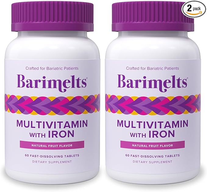 BariMelts Bariatric Multivitamin with Iron, 120 Fast-Dissolving Tablets (2-Month Supply), Sugar-Free Bariatric Vitamins for Women, Natural Fruit Flavor