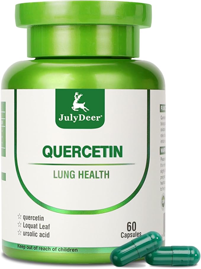 JulyDeer Quercetin 400 mg with Loquat Leaf Extract, Ursolic Acid 60 Capsules, Natural Antioxidant Flavonoids, Immune Support All Year Round