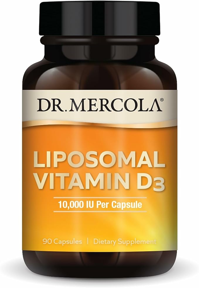 Dr. Mercola Liposomal Vitamin D3 - Supports Heart, Bone & Immune Health - 10,000 IU Per Serving - Non-GMO, Soy Free & Gluten Free - 90 Capsules (90 Servings)