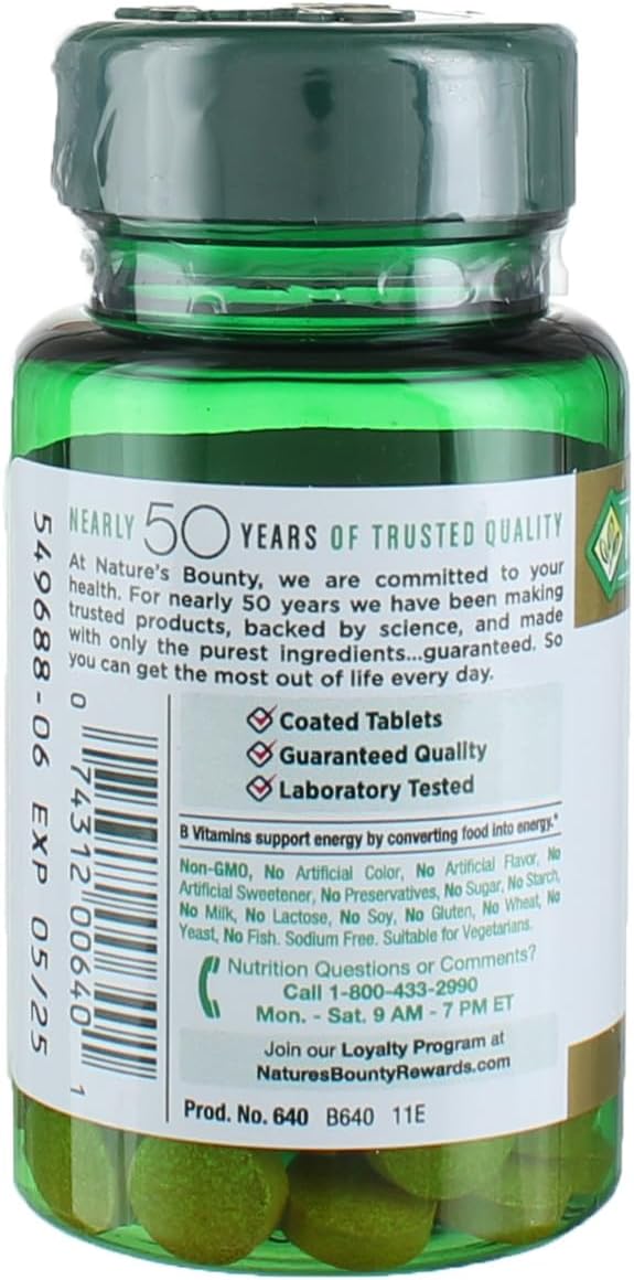 Nature's Bounty Vitamin B-2 100 mg, 100 Coated Tablets (Value Pack of 5)
