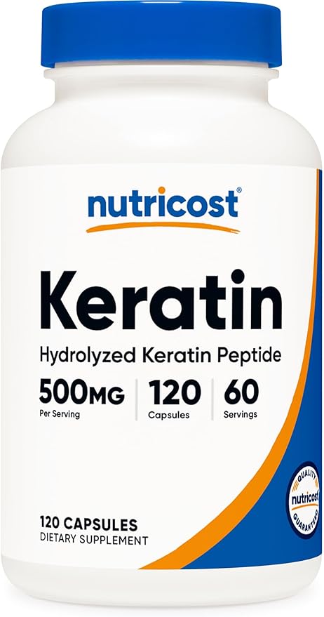 Nutricost Keratin Hydrolized Peptide Capsules - 500MG, 120 Capsules (60 Servings) - Non-GMO, Gluten-Free Formula