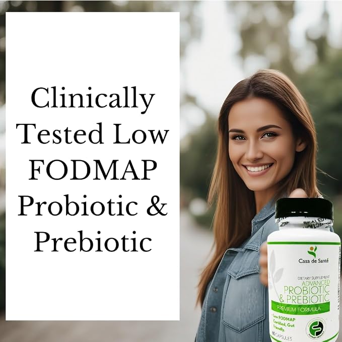 Casa de Sante Advanced Probiotic & Prebiotic - GLP-1 Support for Sensitive Stomachs | Low FODMAP Gut Friendly Synbiotic 4.4B CFU PreforPro Technology - 60 Delayed Release Capsules