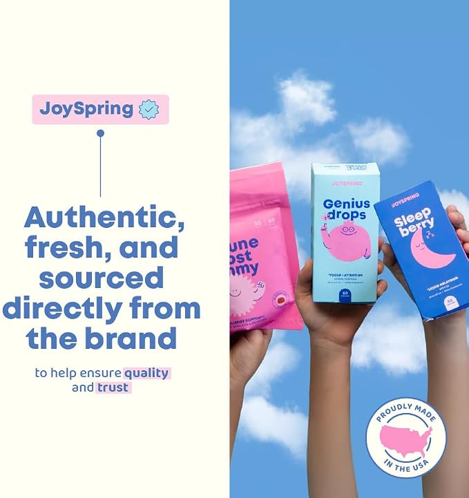 JoySpring Broccoli Supplement for Kids | Sulforaphane & Bacopa Monnieri Drops | Supports Cognitive Function | Vegan & Kid-Friendly (Pack of 2)