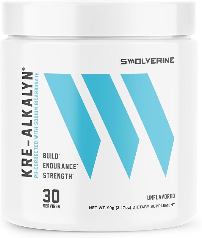 Swolverine Kre-Alkalyn Creatine Powder – pH-Buffered Creatine with Sodium Bicarbonate, No Loading Phase, Supports Strength, Power & High-Intensity Performance, 30 Servings, Unflavored