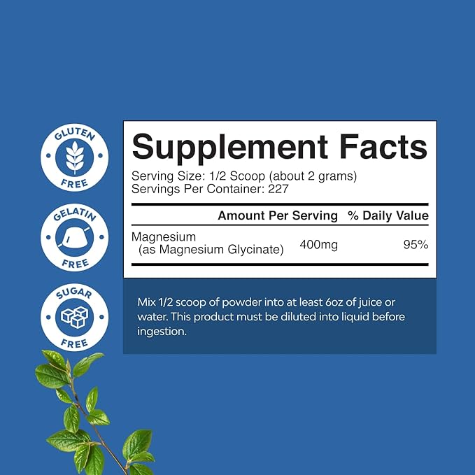Potent Magnesium Glycinate Powder 400mg - Calm Magnesium Powder Bulk for Muscle Relax, Calm & Sleep Support for Adults - Glycinate Mag Soothe Vegan & Non-GMO Supplement - 3 Pack