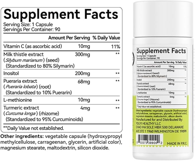 OxyEnergy Silymarin Milk Thistle 300mg Extract with Vitamin C, Inositol & Pueraria, Liver Detox & Repair Support, Antioxidant Support,90 Capsules, Pack of 3