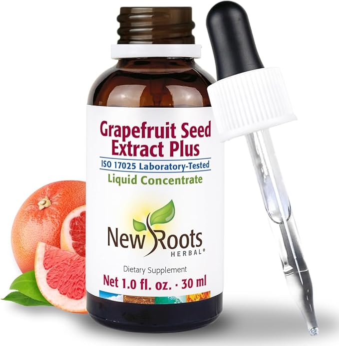 NEW ROOTS HERBAL Grapefruit Seed Extract Drops 30 ml (1 Fl OZ) + Vitamin C | Super Concentrated Grapefruit Seed Extract Liquid Tincture | Gluten Free, Non-GMO