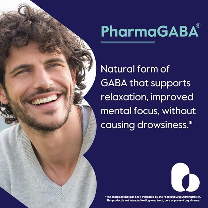 BESTVITE PharmaGABA (120 Veggie Caps) - Natural GABA Supplement - No Stearates - Vegan - Non GMO - Gluten Free