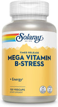 SOLARAY Mega Vitamin B-Stress, Timed-Release Vitamin B Complex with 1000 mg of Vitamin C for Stress, Energy, Red Blood Cell & Immune Support, 60 Day Guarantee, Vegan, 40 Servings, 120 VegCaps