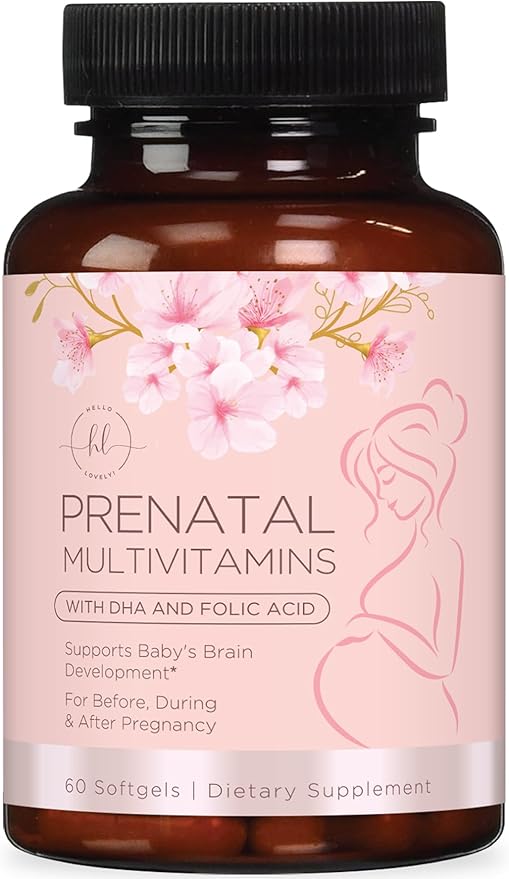 Prenatal Vitamins for Women - Prenatal Multivitamin with Folic Acid & Omega 3 DHA Fetal Development Support - Pregnancy Vitamin Supplement with, Vitamin A, C, D, B6, B12 & Iron - 60 Softgels