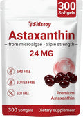 Astaxanthin 24mg, Premium Astaxanthin Antioxidant Supplements with MCT Oil, Ashwagandha, Supports Eye, Skin, Immune, Internal Circulation, Fresh Microalgae Source, Triple Strength - 300 Softgels