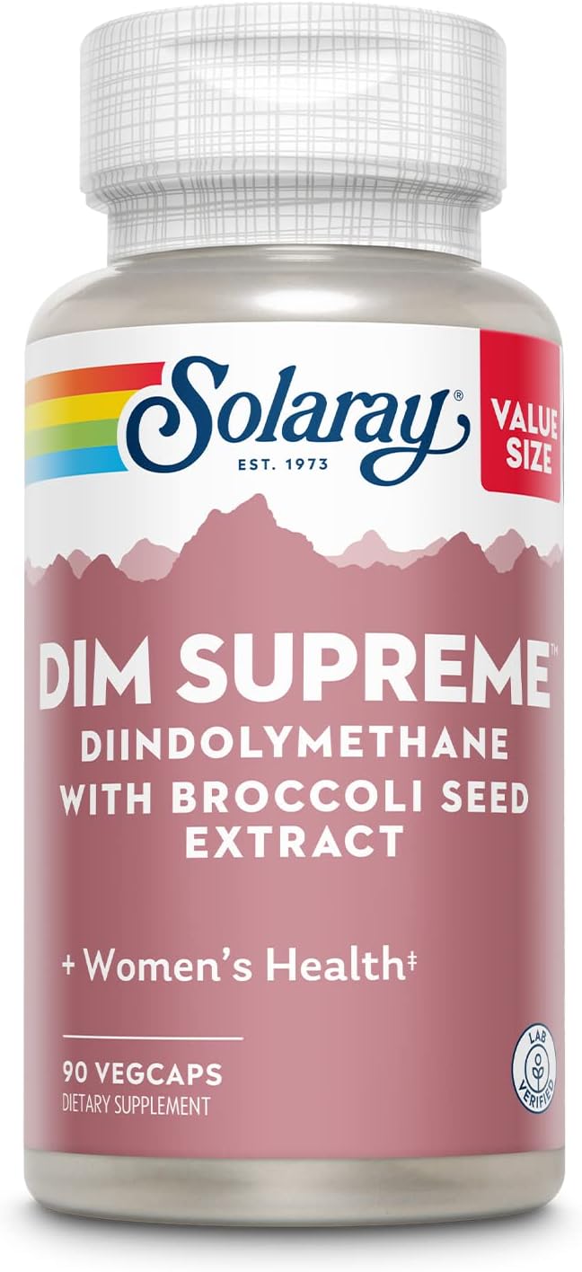 SOLARAY DIM Supreme - DIM Supplement 100mg - Diindolylmethane DIM Complex with Broccoli Seed Extract and Bioflavonoids - Women's Health and Balance Support - 60-Day Guarantee - 90 Servings, 90 VegCaps