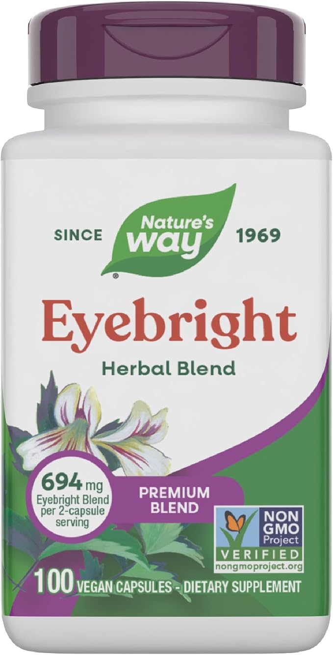 Nature's Way Eyebright Herb Premium Blend, Herbal Blend, Non-GMO Project Verified, Eyebright Supplement, Vegan, 100 Capsules (Packaging May Vary)