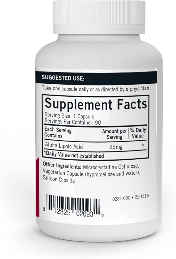 Alpha Lipoic Acid 25 mg Capsules - Hypo - 90 ct
