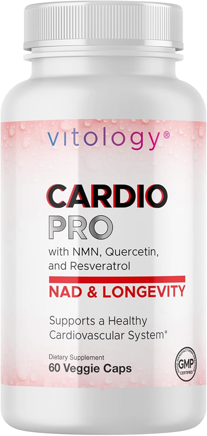 N.A.D.+ Longevity – Cardiovascular Support Supplement with NMN, NR, Resveratrol, Fisetin, Quercetin, TMG & Apigenin – Promote Healthy Heart Function & N.A.D.+ Levels – 60 Veggie Capsules