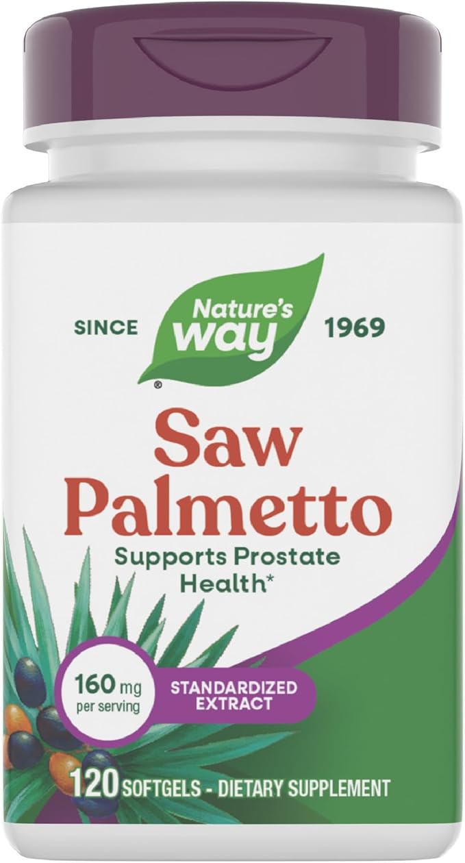 Nature's Way Saw Palmetto Standardized Extract, Prostate Health Support for Men*, 160 mg per Serving, 120 Softgels (Packaging May Vary)