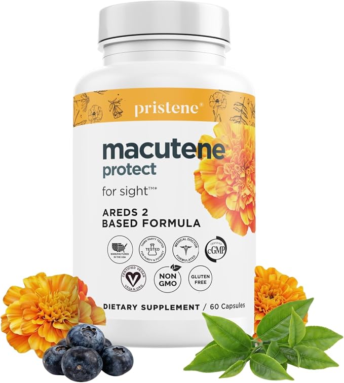 Macutene Protect Eye Vitamins for Macular Support Areds 2 with Lutein and Zeaxanthin Supplements (25mg/5mg) – Doctor Formulated Bilberry Supplement for Eyes, Lab Tested, Vegan (60 Capsules)