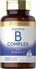 Carlyle Vitamin B Complex for Women and Men | 250 Caplets | with Vitamin C | Vegetarian, Non-GMO, and Gluten Free Supplement