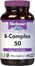 Bluebonnet Vitamin B Complex Full Spectrum B Vitamins - Energy Support - Complete Vit B Inositol Biotin Riboflavin Folate as Folic Acid Choline B6 & B12 - Vegan, Gluten-Free - 100 Vegetable Capsules