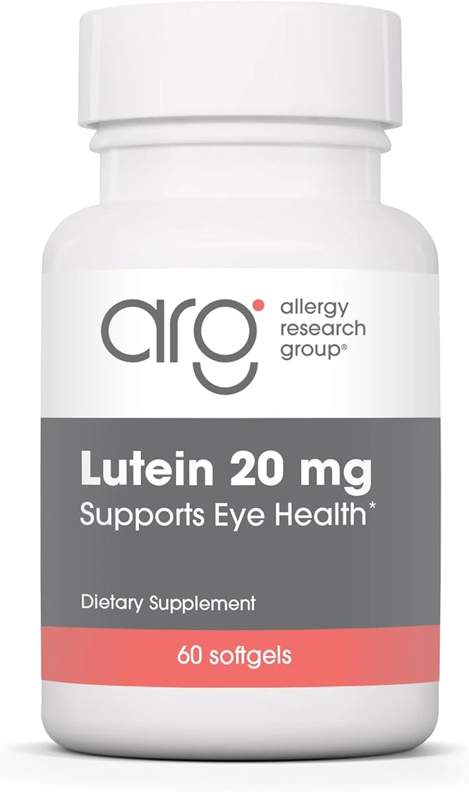 ARG Lutein 20 mg Key Eye Nutrient - Supplement to Support Eye Health - Delivers 20 mg Lutein with 1 mg Zeaxanthin - Carotenoid Antioxidant - Vegetarian & Hypoallergenic - 60 Servings - 60 Capsules