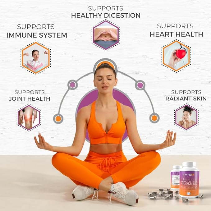 Mangosteen + Turmeric Capsules | Joint & Digestion Support | Formulated for Wellness, Includes Natural Ingredients | 120 Vegetarian Capsules, 1500mg per Serving
