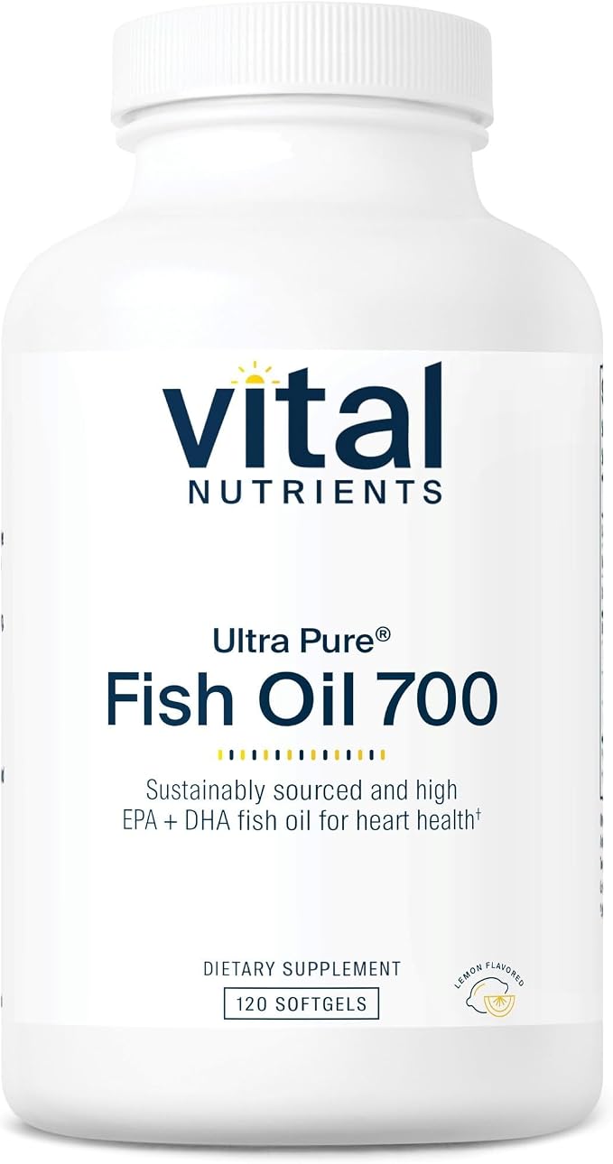 Vital Nutrients Ultra Pure Fish Oil 700 - Supports Heart, Brain, and Joint Health* - Sustainably Sourced High EPA & DHA Omega-3 Fatty Acid - Lemon Flavor - Gluten, Dairy & Soy Free - 120 Softgels