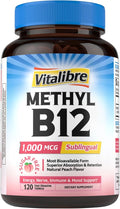 Vitamin B12 1000 mcg, Sublingual Methylcobalamin, Natural Peach Flavor, Nervous System Health, Energy Support, No Sugar, 120 Fast Dissolve Tablets