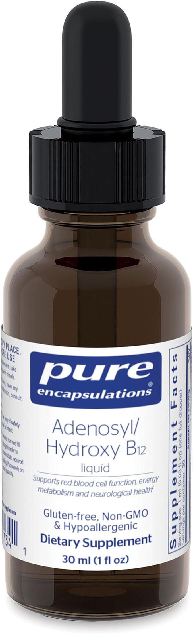 Pure Encapsulations Adenosyl/Hydroxy B12 Liquid 30 mL - Supports Energy Metabolism & Neurological Health* - for Brain Support* - Gluten Free - Vegan - 1 Fl Oz