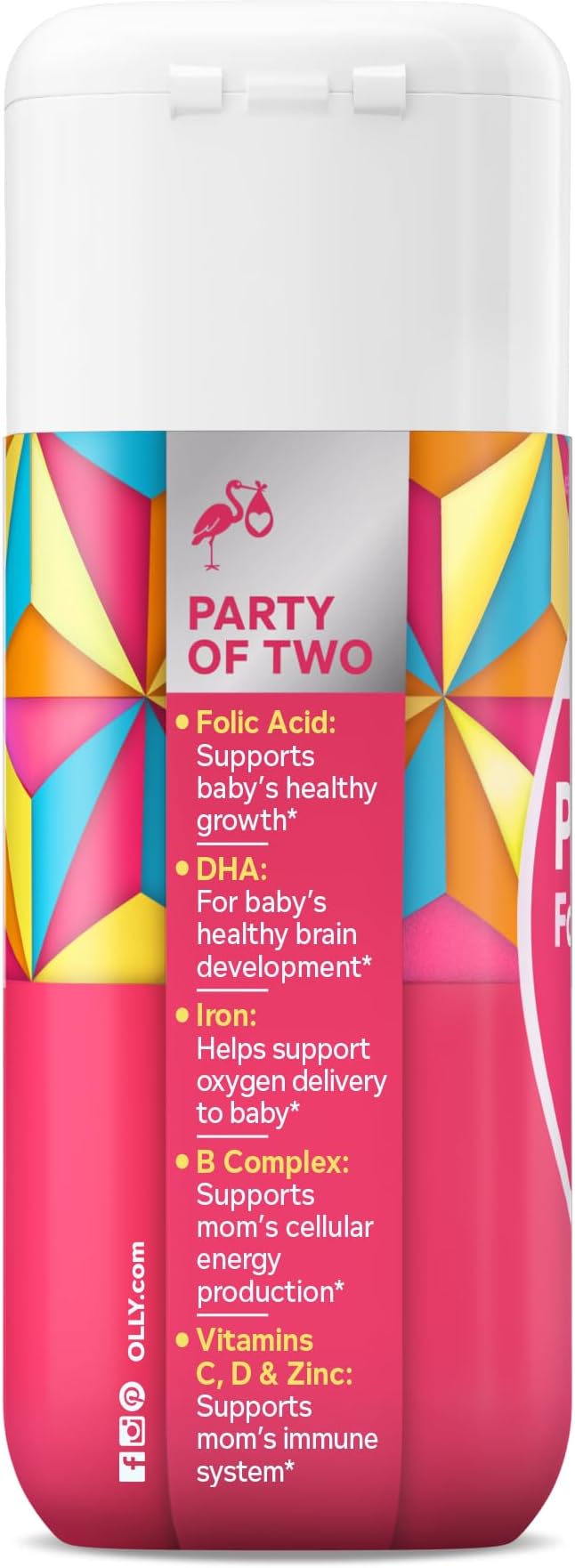 OLLY Ultra Strength Prenatal Multivitamin Softgels, Supports Healthy Growth, Brain Development, Iron, Folic Acid, DHA, Vitamins C, E, 30 Day Supply-60 Count (Pack of 2)