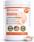 Biotin 20,000 mcg Supplement with Hydrolyzed Keratin & Hyaluronic Acid - Vitamins B7 for Women & Men- Supports Healthy Hair, Skin & Nails - Non-GMO, Gluten & Dairy Free - 60 Capsules