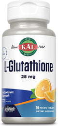 KAL L-Glutathione, Reduced Glutathione Supplement, High Absorption Antioxidant, Orange Flavor Instant Dissolve ActivMelt, Vegetarian, Lab Verified, 90 Servings, 90 Micro Tablets